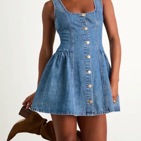 Lulus Dresses & Skirts - NWT Lulus Denim Fit & Flare Mini Dress – Size Small | Button Front, A-Line